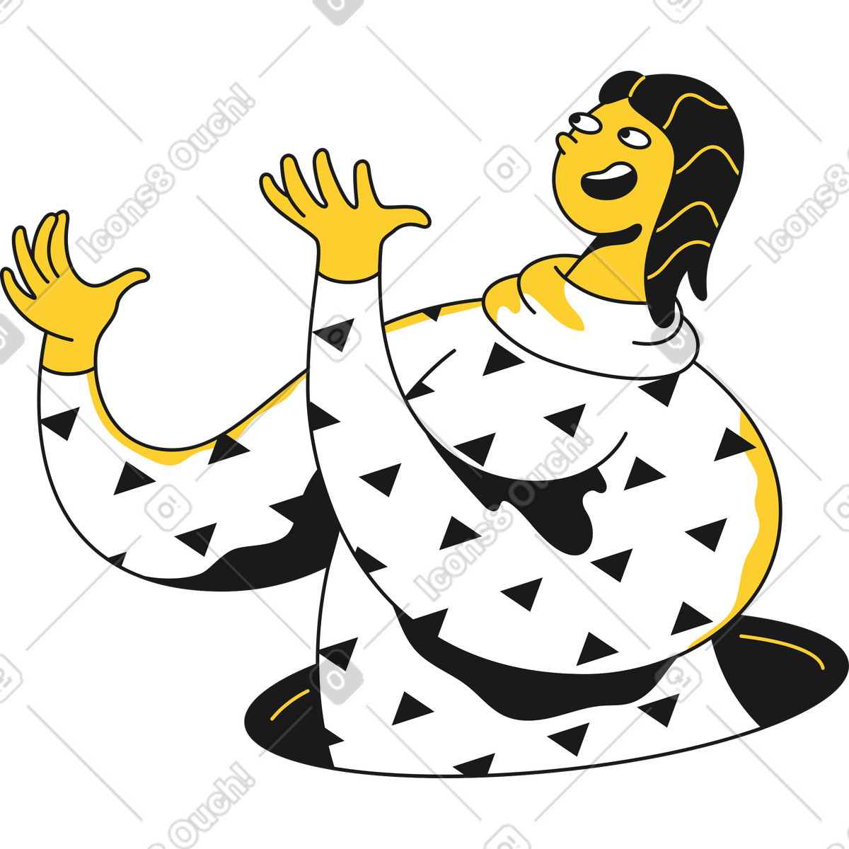 下载 Taxi 风格的 穿连帽衫的男人举起了双手 插画，支持 PNG、SVG 格式