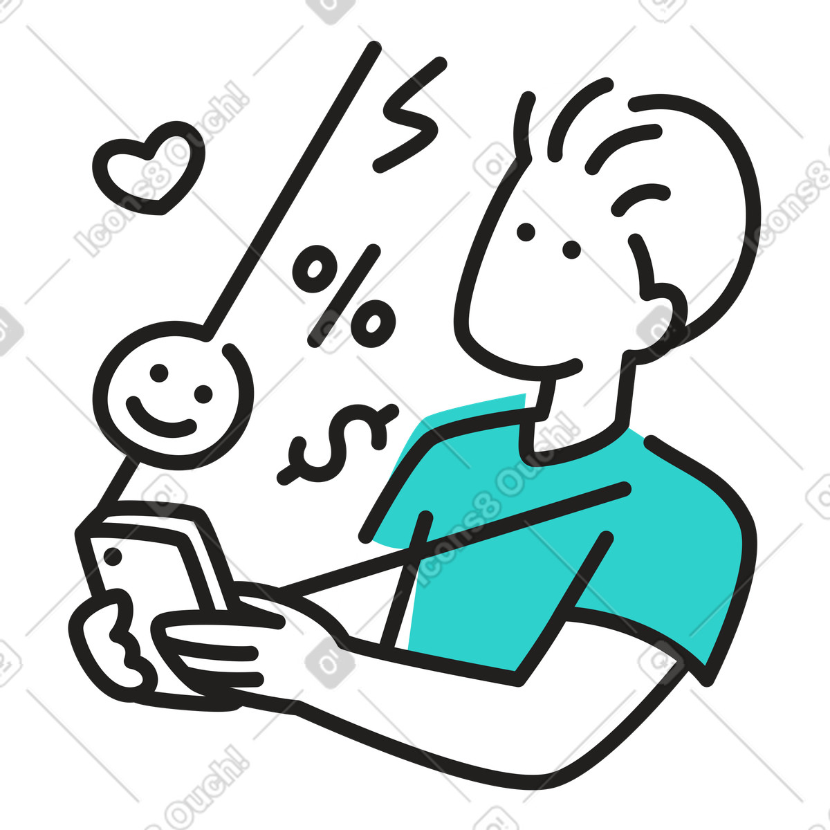 Illustration Trop de contenu sur le téléphone dans style Little à télécharger aux formats PNG, SVG