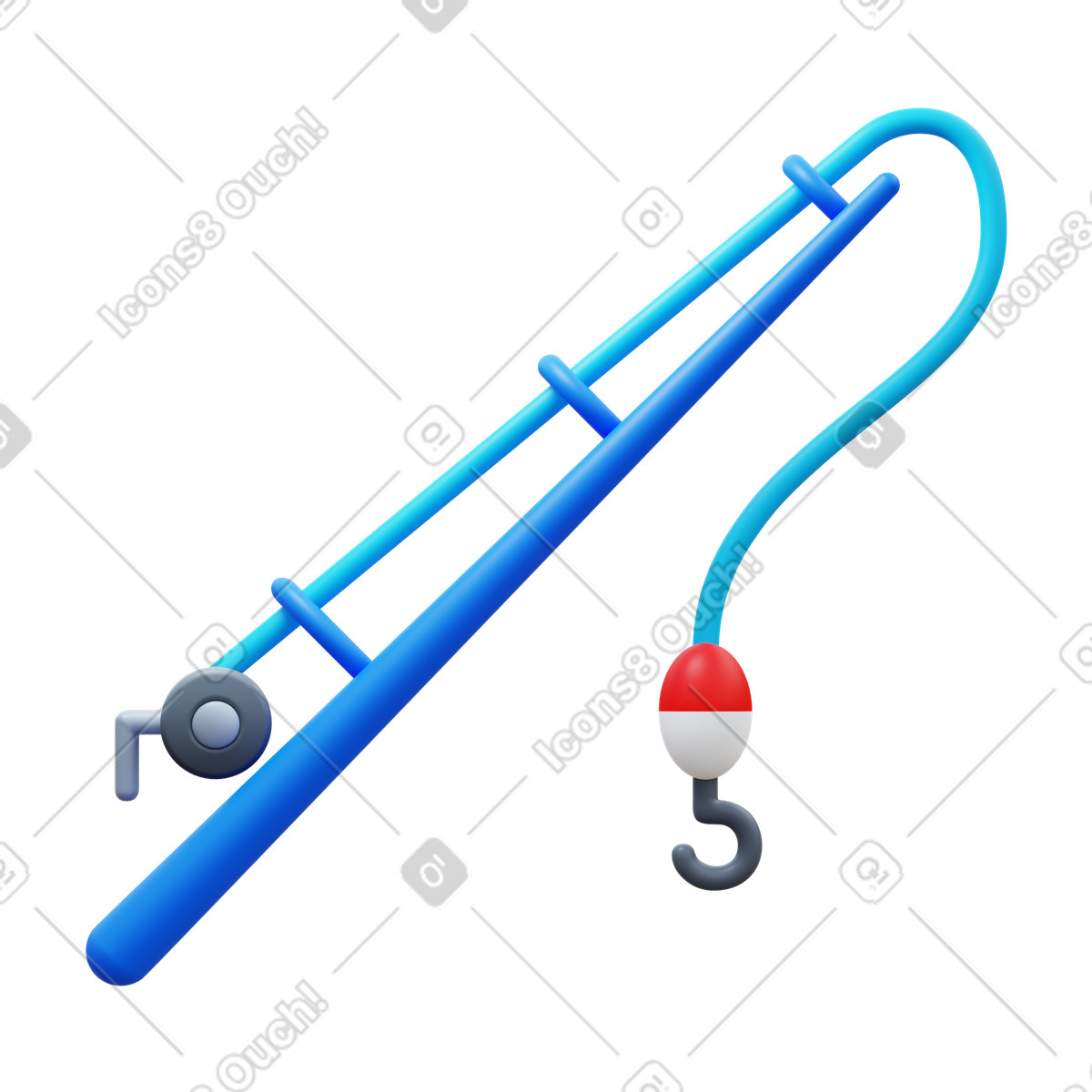 3D Fluency スタイルの Fishing rod のイラストをPNG、SVG形式でダウンロード
