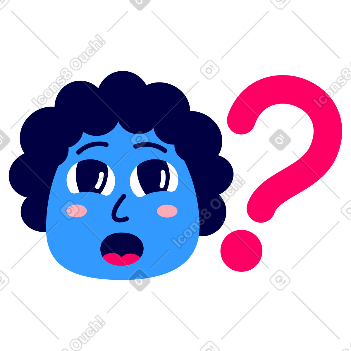 Lettering sticker question animated illustration in Rondy Stickers style download in GIF, Lottie (JSON), AE