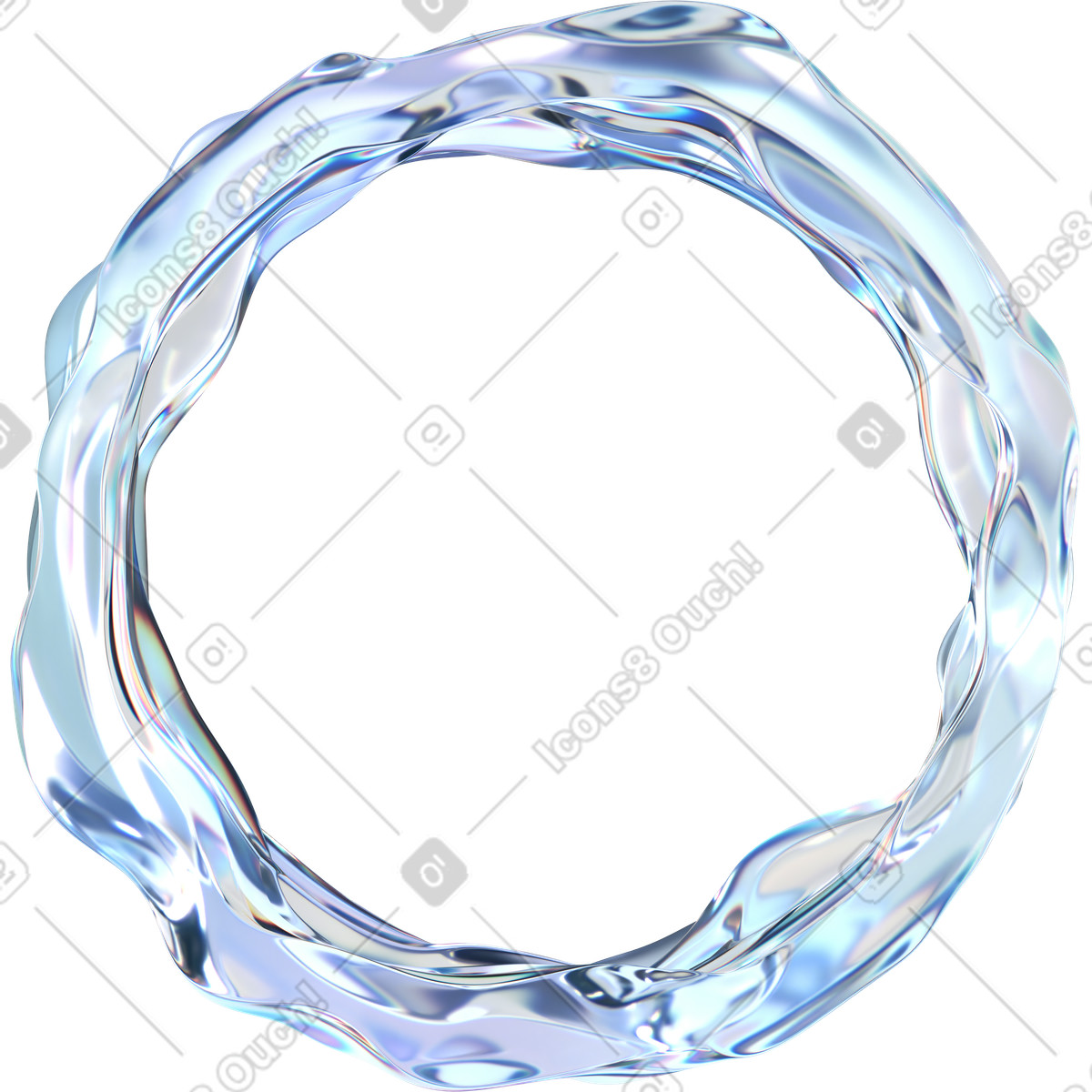 Abstract shimmering liquid ring illustration in 3D Glassy style download in PNG, SVG