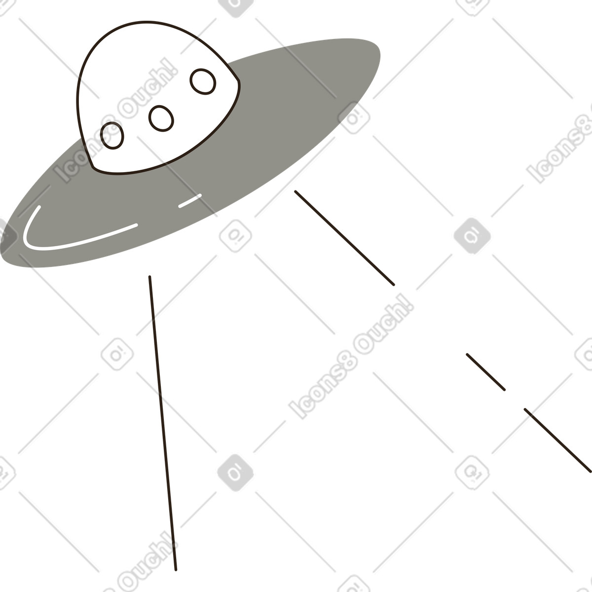 Plain 스타일의 빔을 장착한 ufo 일러스트레이션 PNG, SVG 다운로드