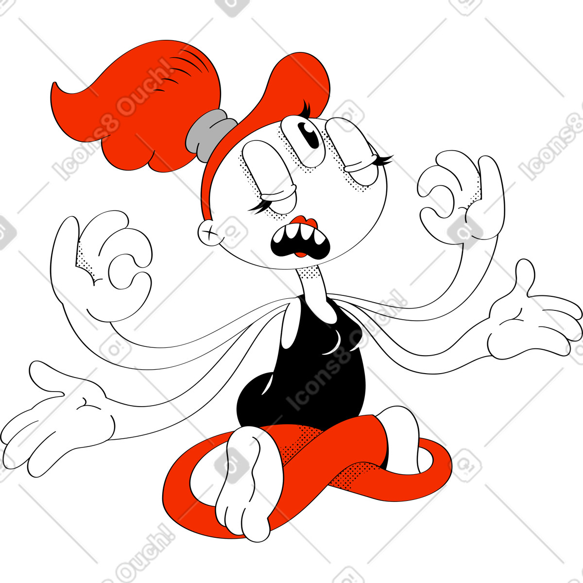 Ilustración Mujer en estilo Looney a descargar en PNG y SVG