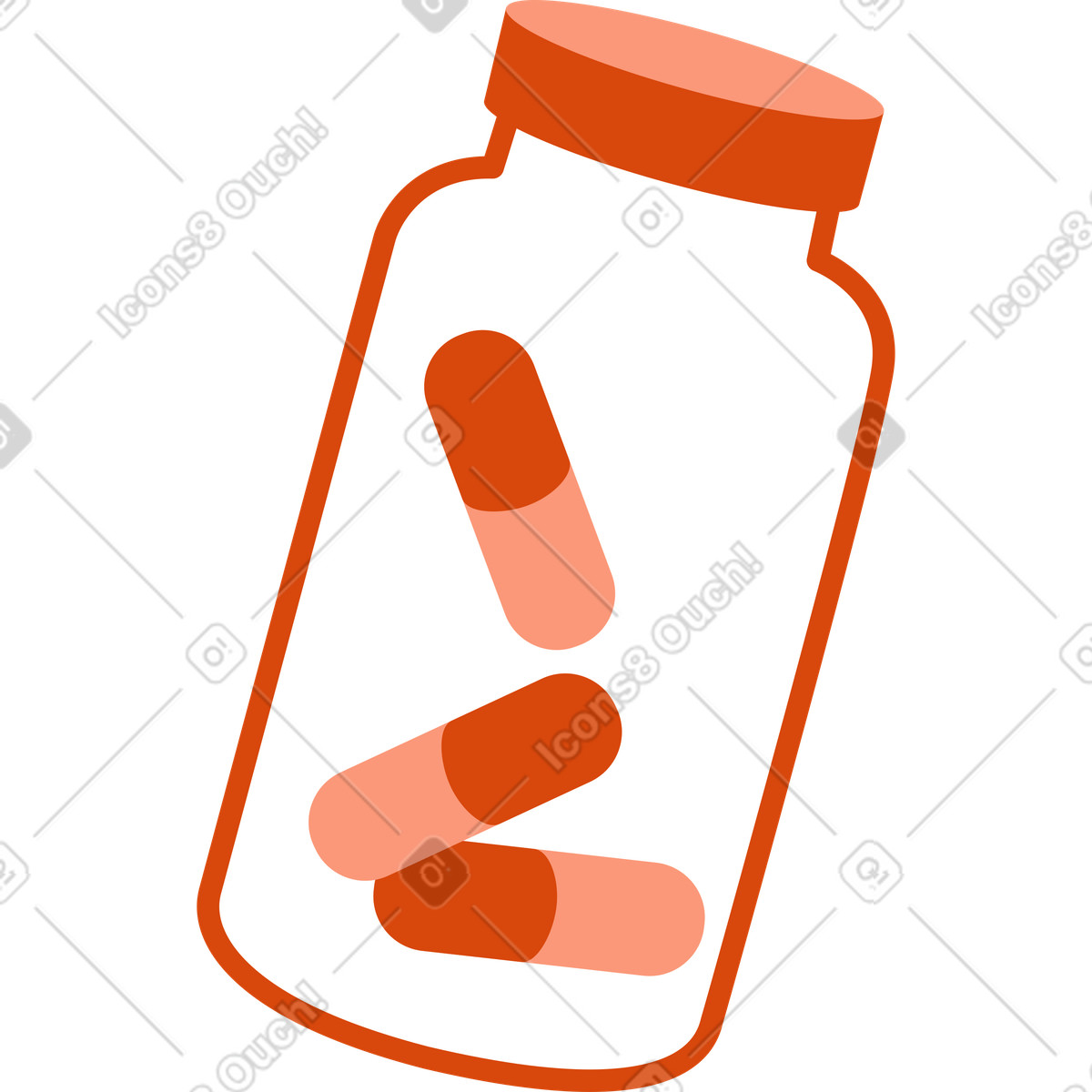 Illustration Bouteille de suppléments vitaminiques dans le style Orange à télécharger aux formats PNG, SVG