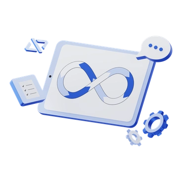 An infinity symbol with technology elements - 3D Techny style illustration