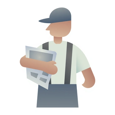 A young man wearing a "newsboy cap" and "suspenders" is standing on a "bustling street corner" while holding a stack of "newspapers."