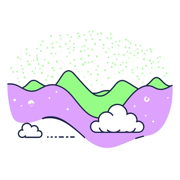 An illustration depicts atmospheric gravity waves in the mesosphere. The scene shows a vast expanse of sky, where flowing undulating waves are visible in a gradient of depth. The waves appear to rise and fall gently, creating a rhythmic pattern across the sky. Fluffy, textured clouds are situated below the waves, enhancing the sense of height and movement. The background displays subtle variations in shading, emphasizing the atmospheric layers and depth of the mesosphere. Small, scattered particles represent the thin air present in this region, adding to the complexity of the scene.