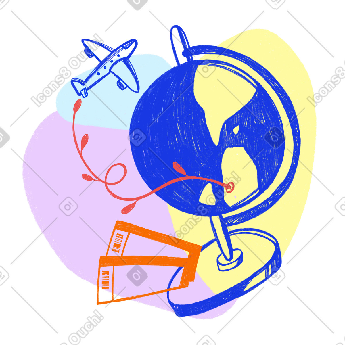 Biro 스타일의 Air travel anywhere in the world 일러스트레이션 PNG, SVG 다운로드