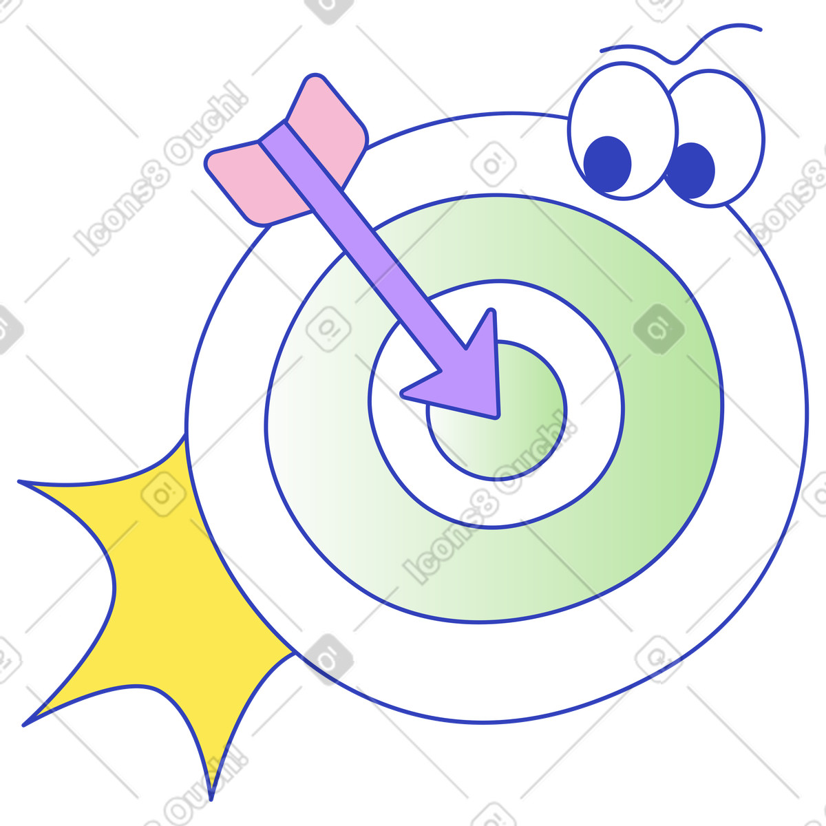 Business goal targeting, Strategic focus, KPI achievement illustration in Eyeful style download in PNG, SVG