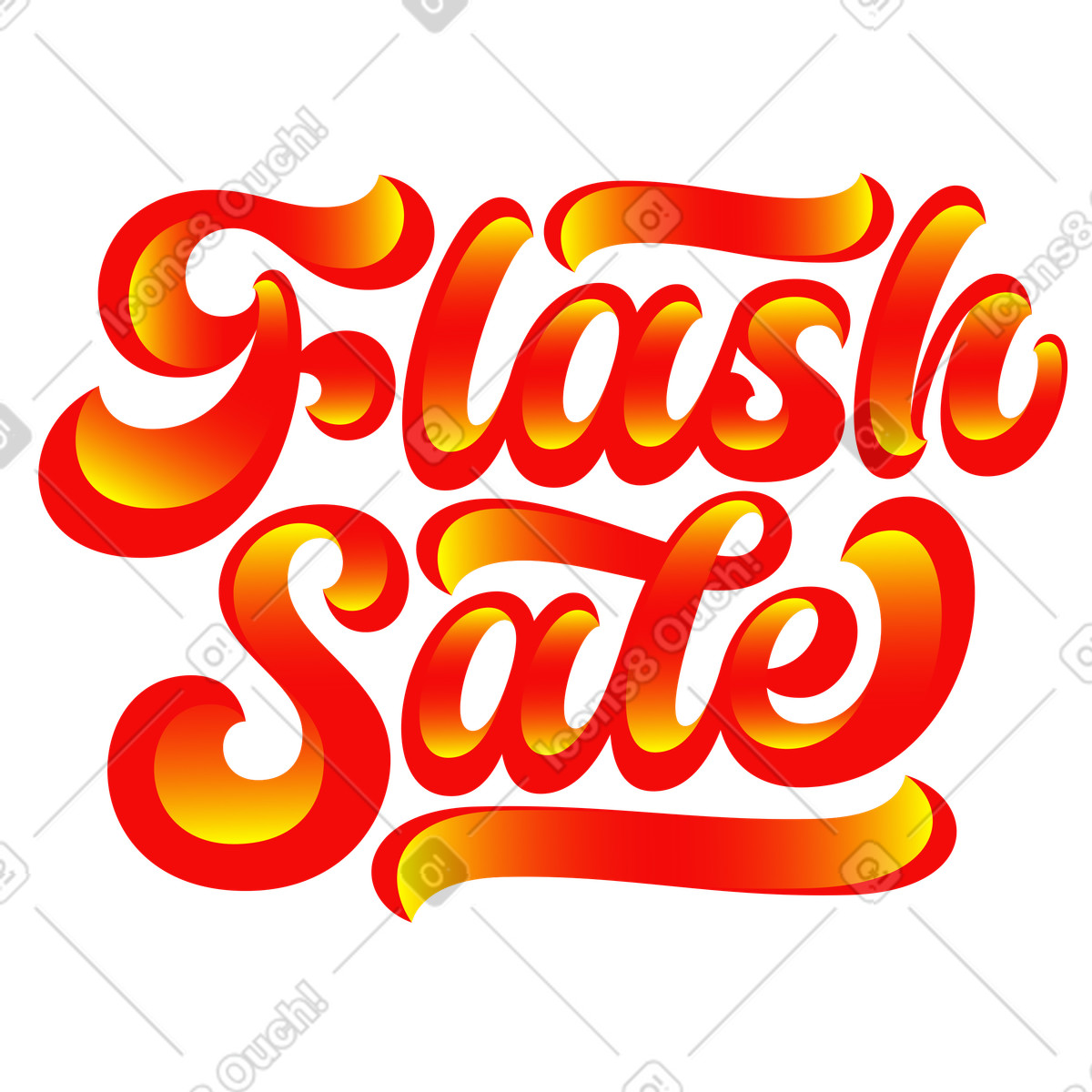 Ilustración Venta flash de letras con texto sombra degradado en estilo Lettering a descargar en PNG y SVG