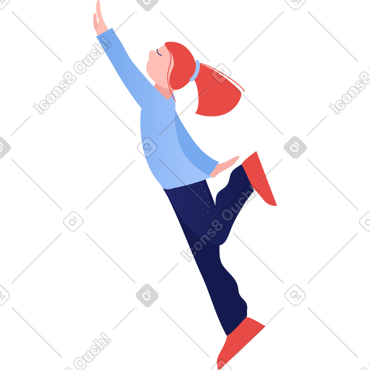 下载 Clip 风格的 跳跃的女孩 插画，支持 PNG、SVG 格式
