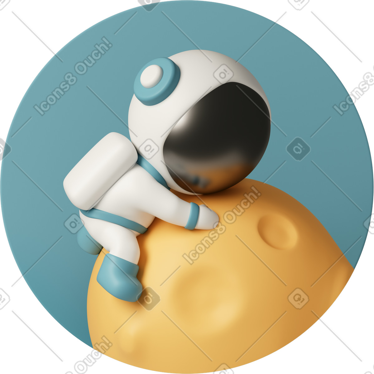 Ilustração de Cute astronaut lying on planet em no estilo 3D Casual life para baixar em PNG, SVG