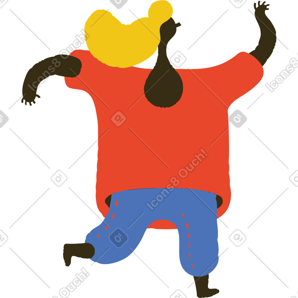 Running girl illustration in Bermuda style download in PNG, SVG