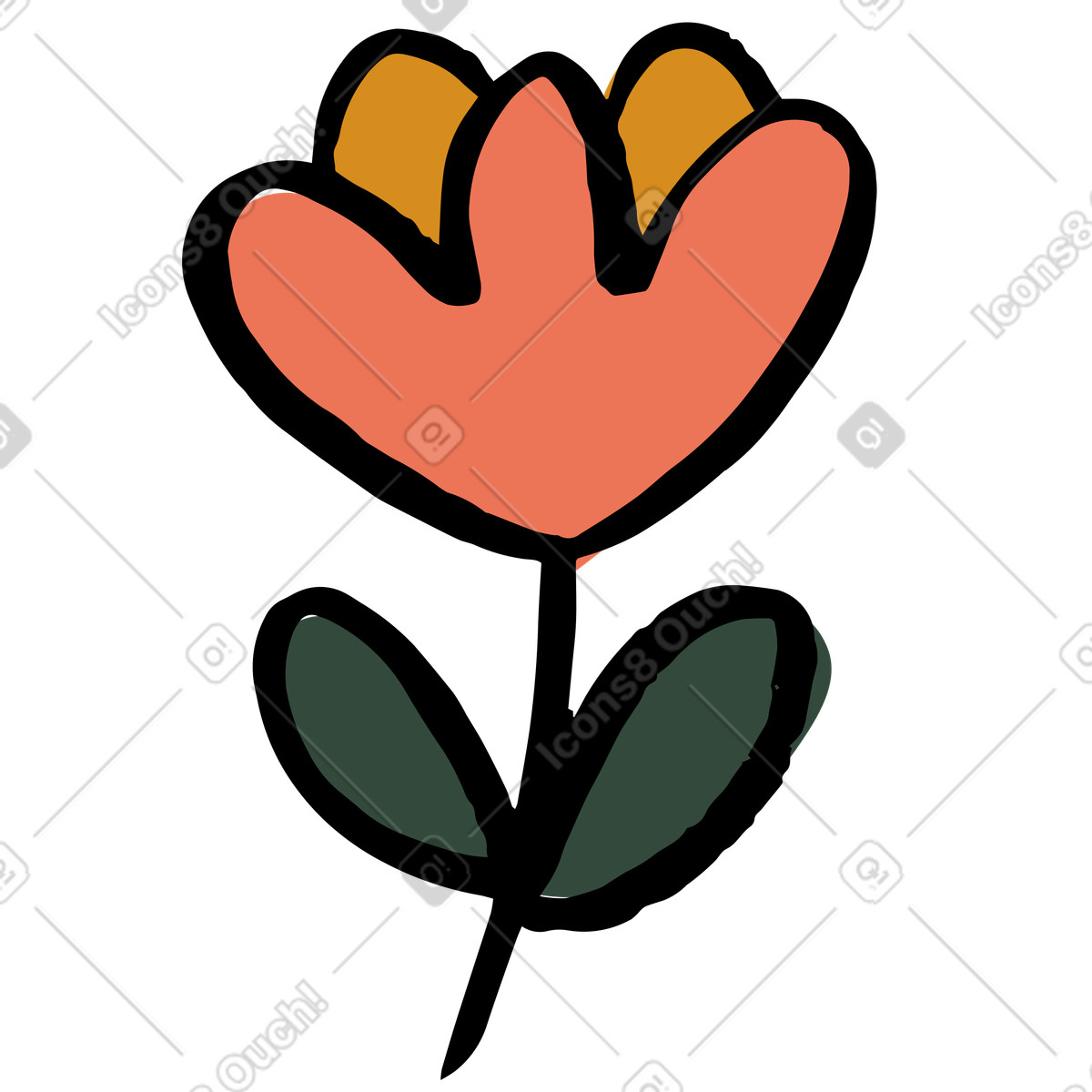 Ilustración Orange tulip in bloom en estilo Scandi a descargar en PNG y SVG