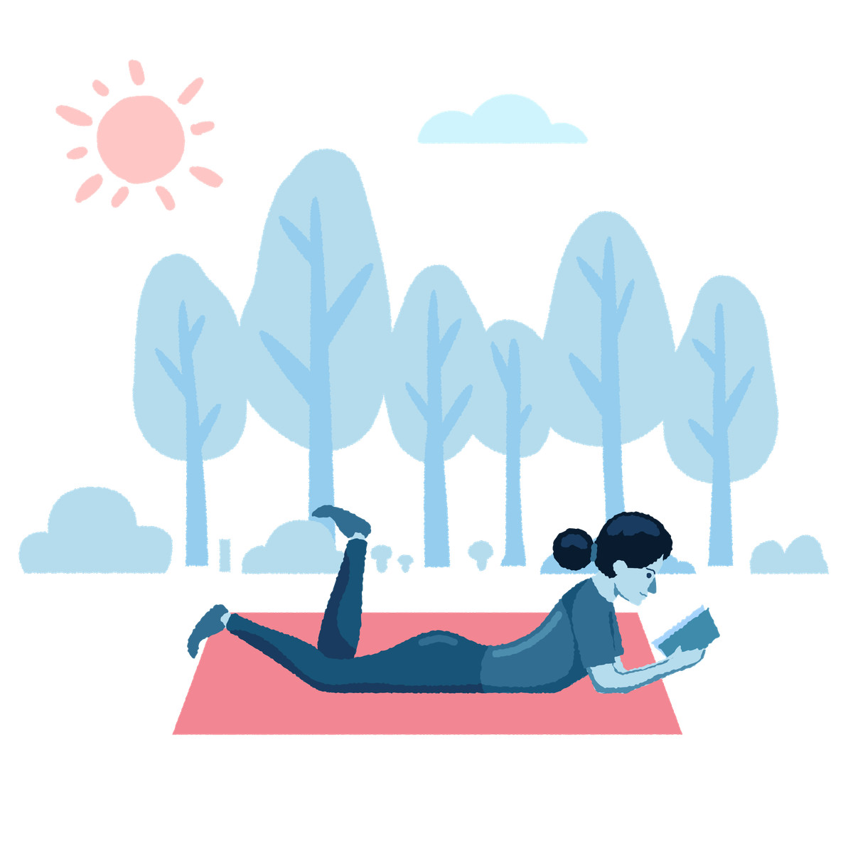 Chill in the park illustration featuring relaxing moments clipart collection in PNG