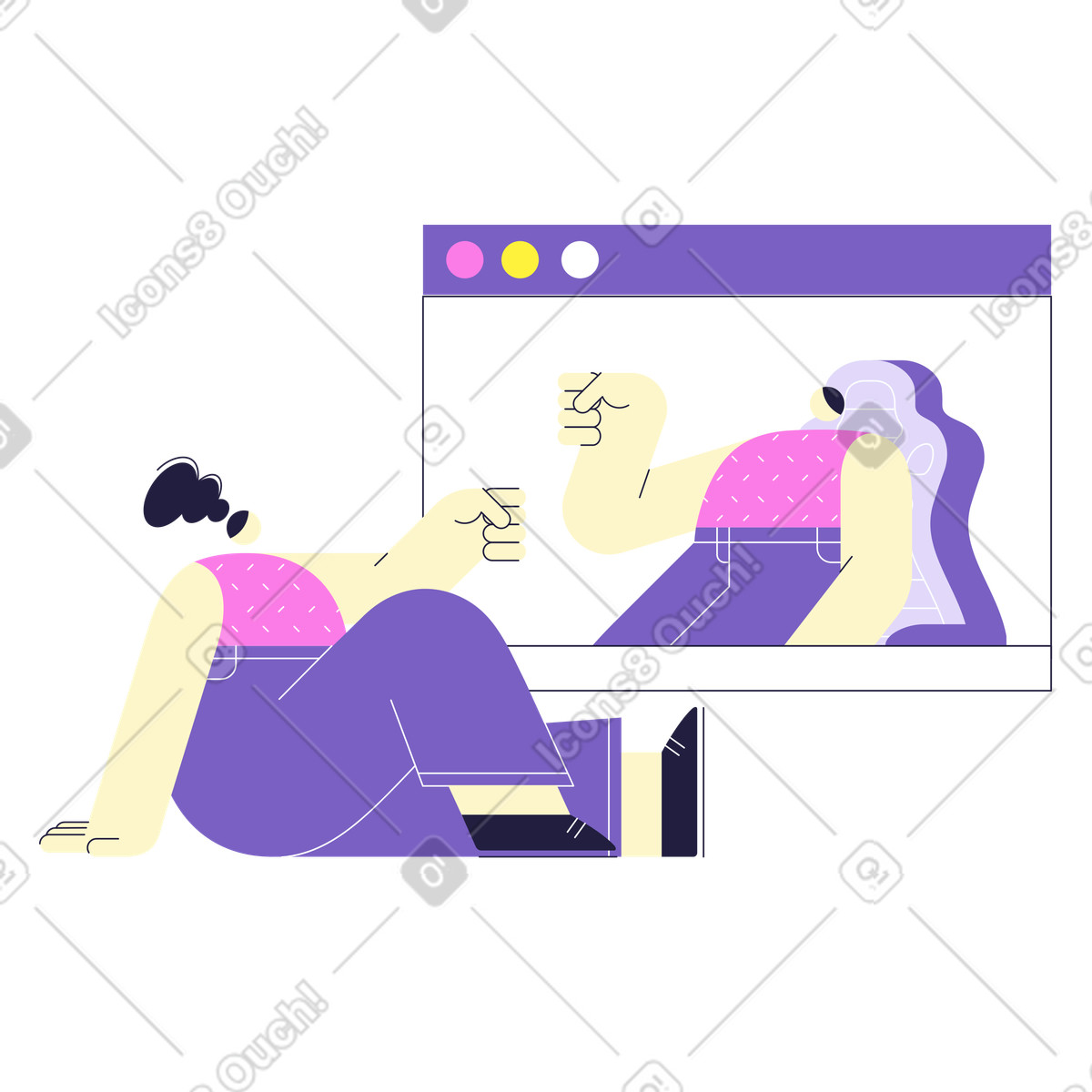 Ilustração de Reunião virtual em no estilo Mellow para baixar em PNG, SVG