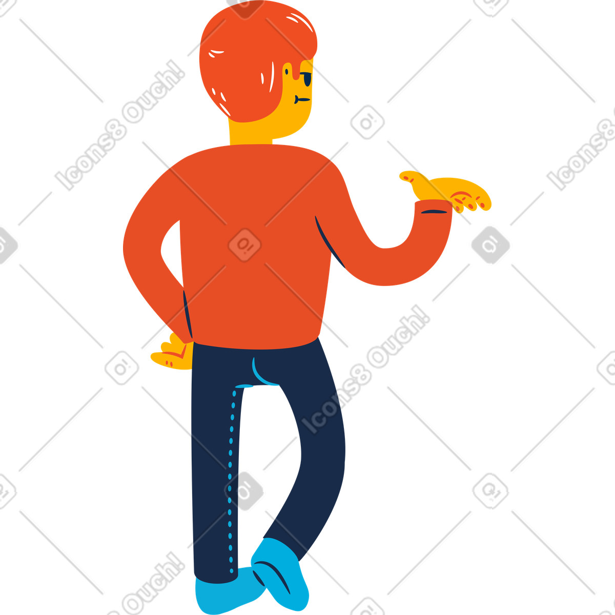Men from behind illustration in Flame style download in PNG, SVG