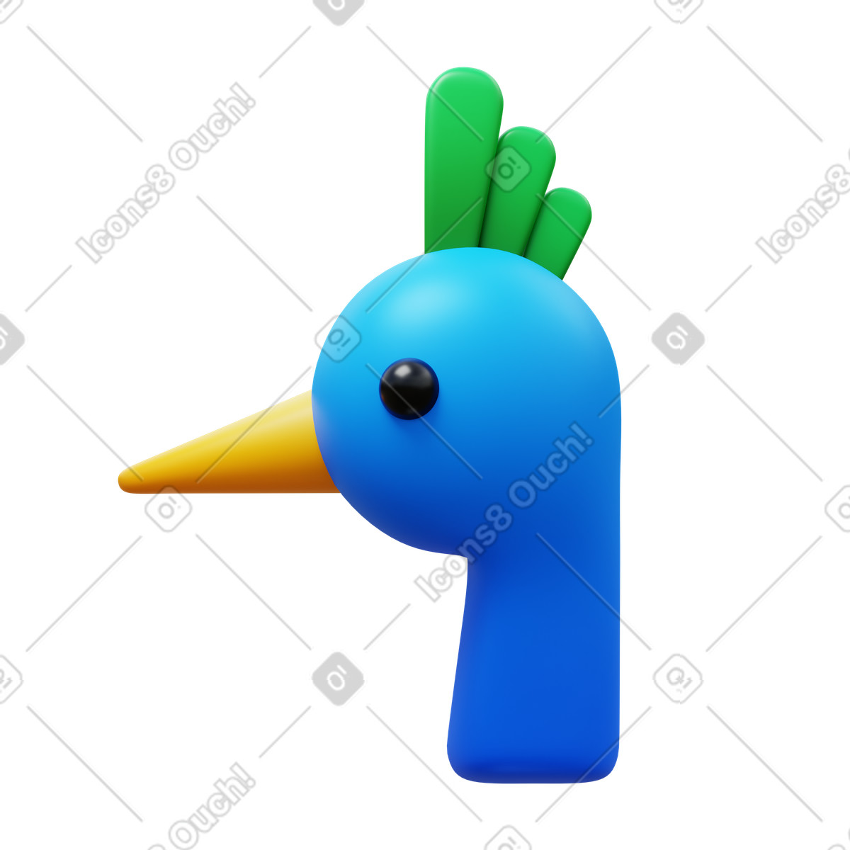 下载 3D Fluency 风格的 孔雀头 插画，支持 PNG、SVG 格式