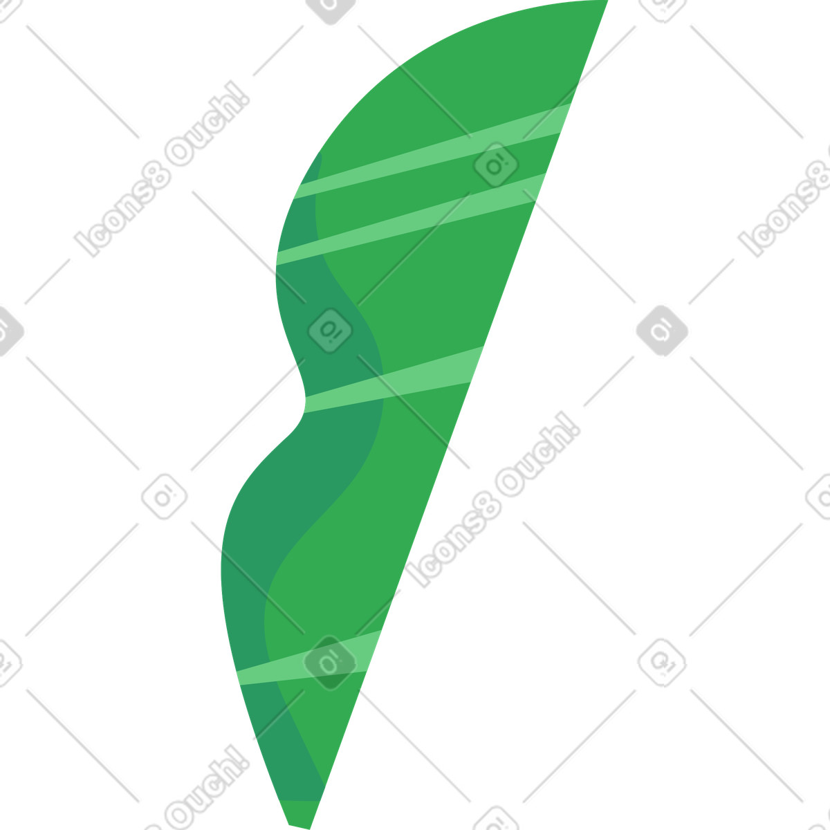 Half of wavy green leaf illustrazione animata in stile Jaconda scaricabile in GIF, Lottie (JSON), AE