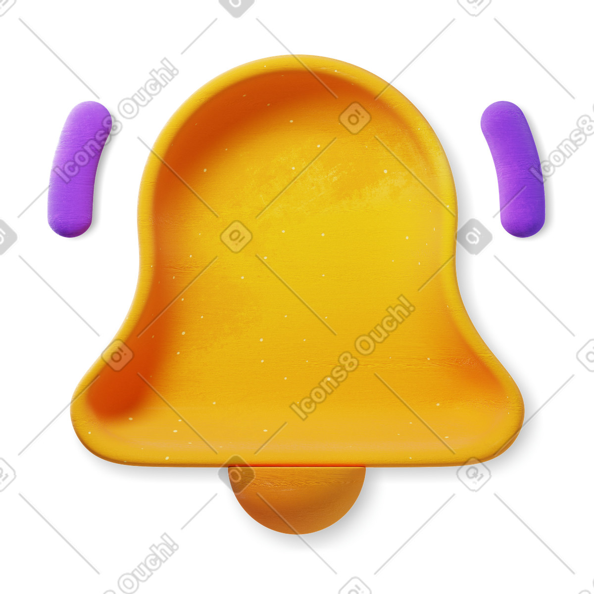 Yellow ringing bell illustration in 3D Microsoft Fluent style download in PNG, SVG
