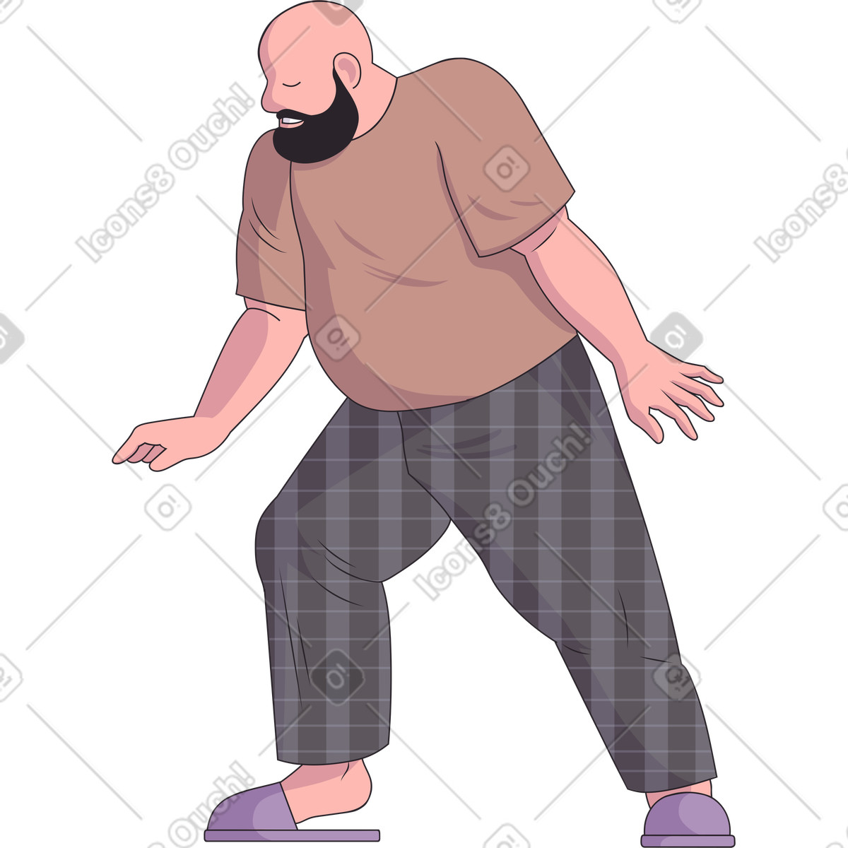 Dancing man in pajamas illustrazione stile Eastwood scarica PNG, SVG