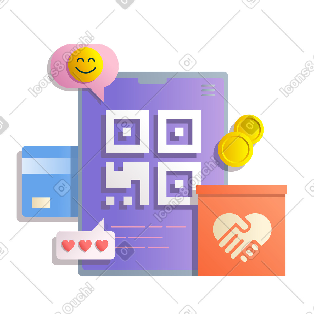 Иллюстрация Qr-код для благотворительных пожертвований в стиле Silky — скачать в форматах PNG, SVG