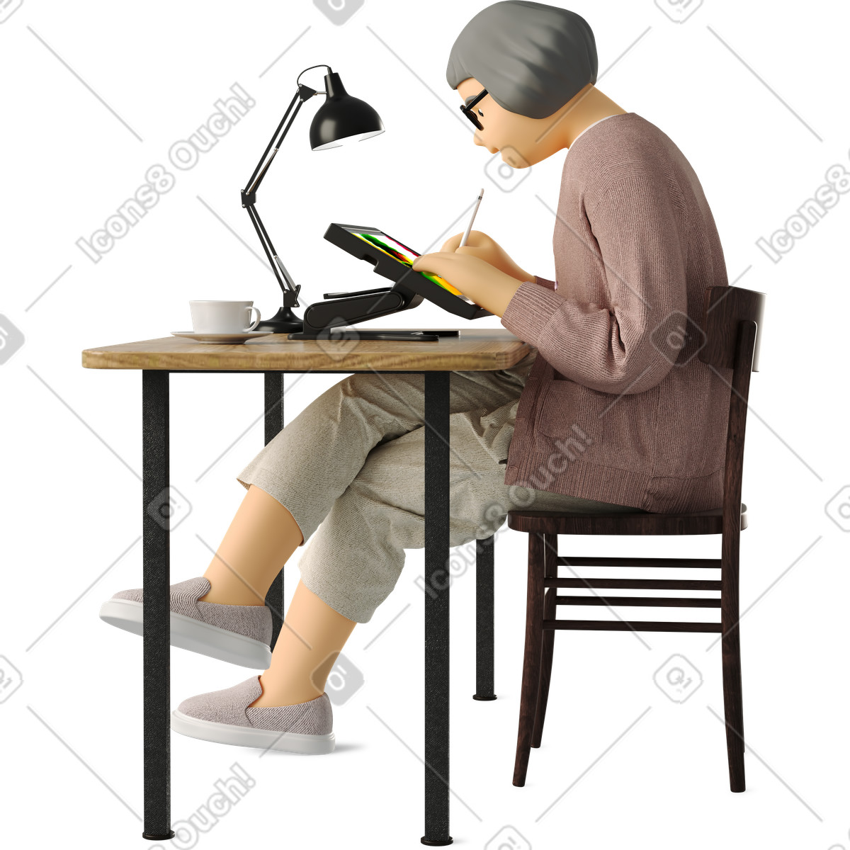 Woman using a graphic tablet illustration clipart for working images and vectors