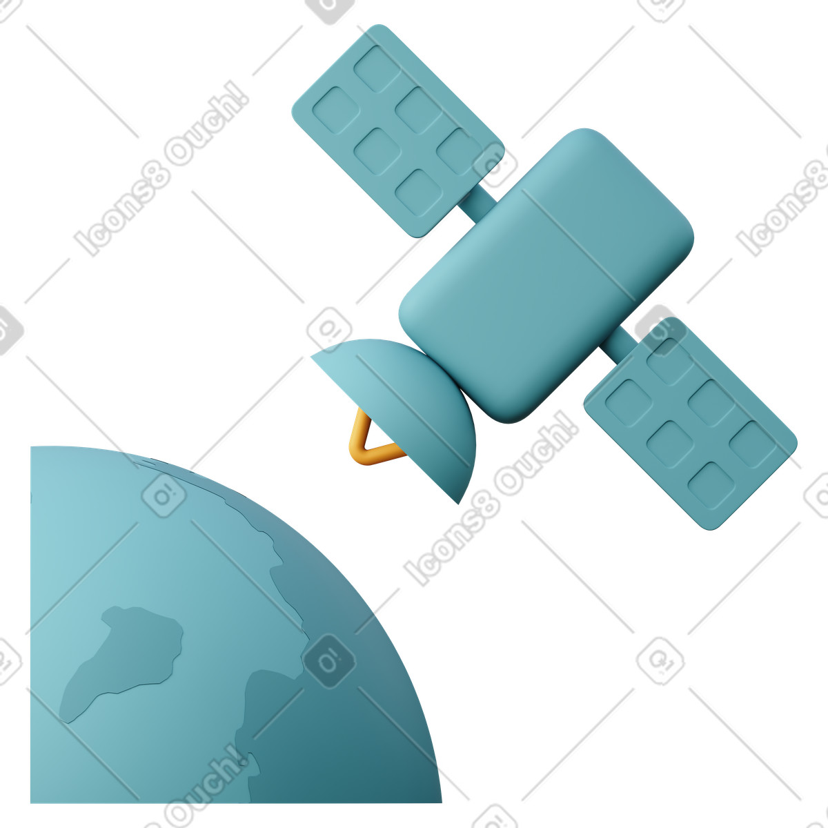 Satellite in orbit illustration 3D Sugary style download PNG, SVG