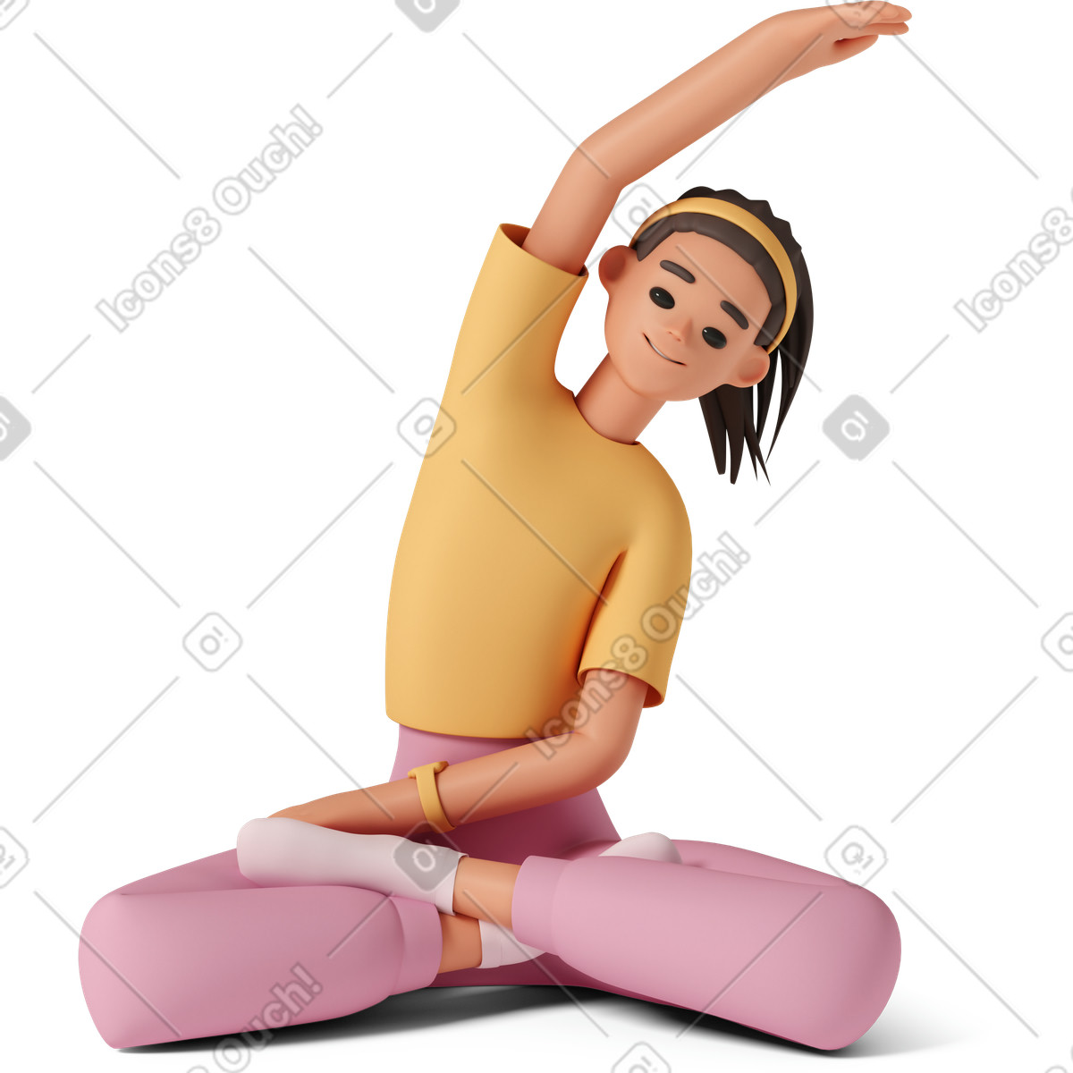 Ilustração de Young woman does yoga em no estilo 3D Casual life para baixar em PNG, SVG
