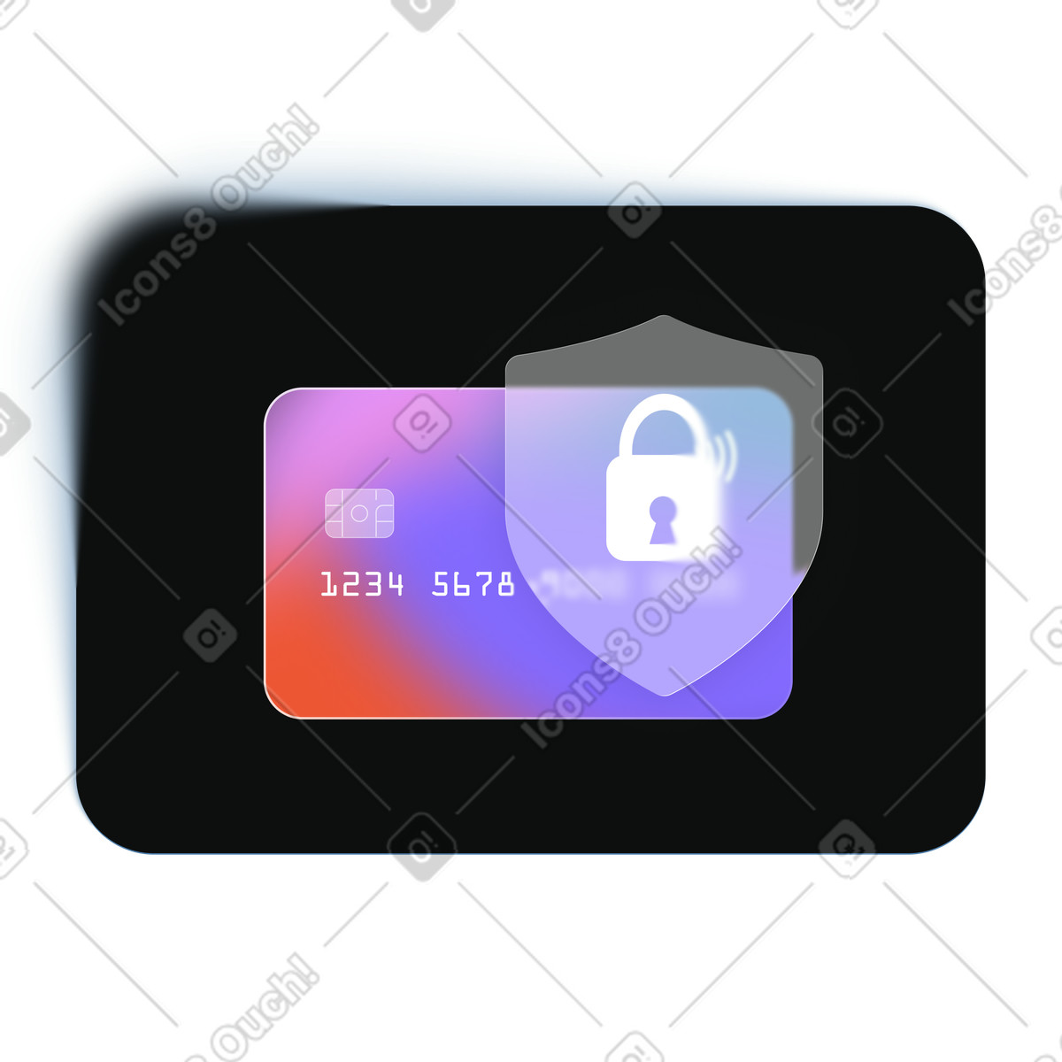 Secure encrypted payment, Bank card protection illustration in Void style download in PNG, SVG