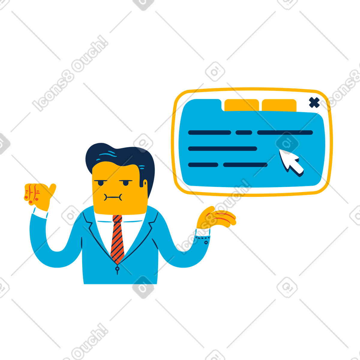 Service presentation illustration in Flame style download in PNG, SVG