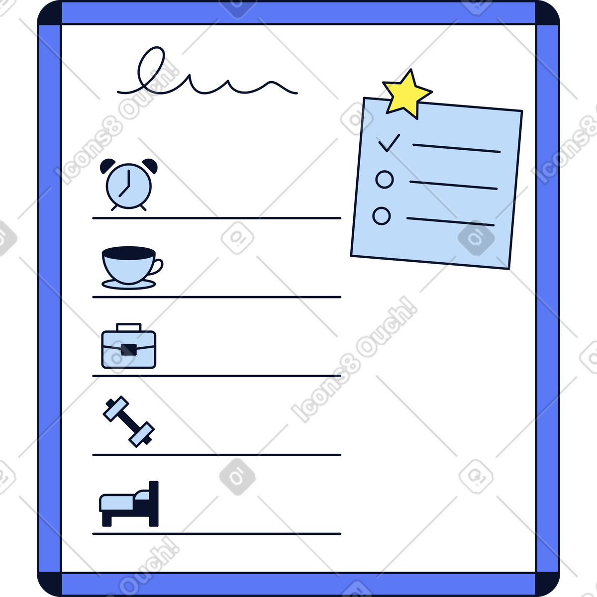 Board with a daily schedule illustration in Flexy style download in PNG, SVG