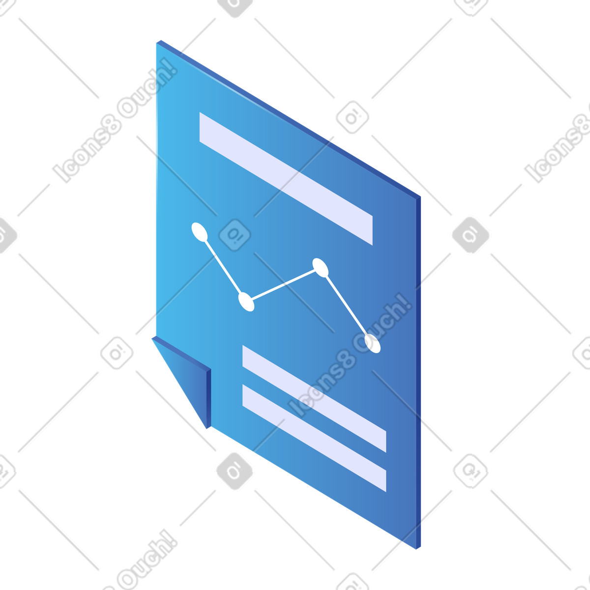 Documento blu con grafico a linee, report finanziario e analisi illustrazione in stile Quantum scarica in PNG, SVG