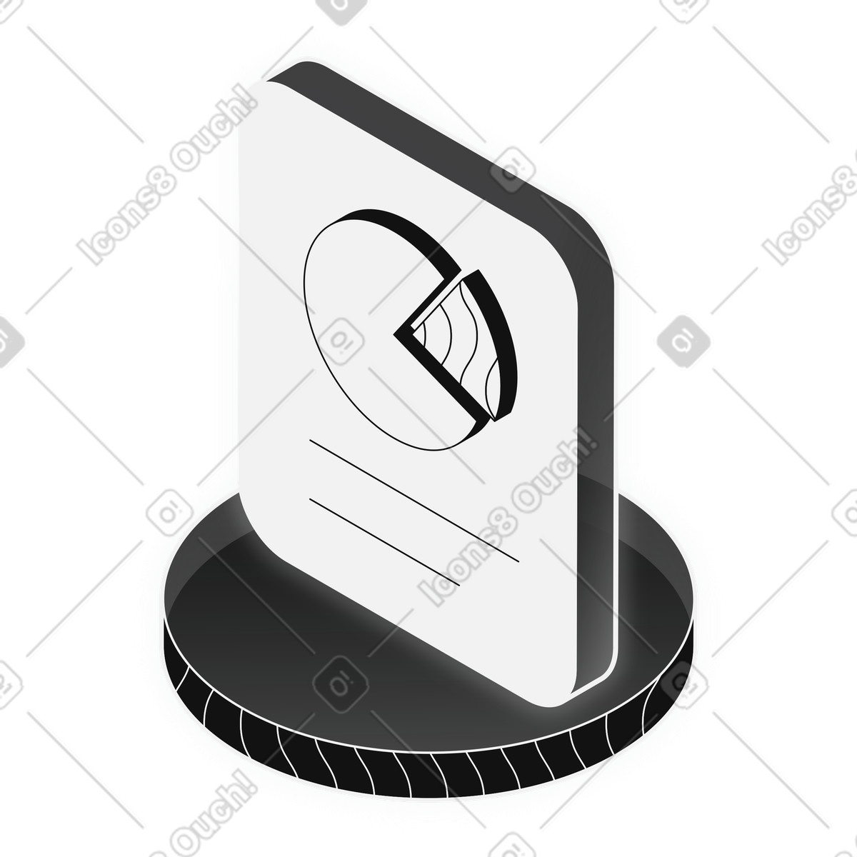 Data analytics pie chart report on performance metrics-Illustration im Inverse-Stil als Download in PNG, SVG