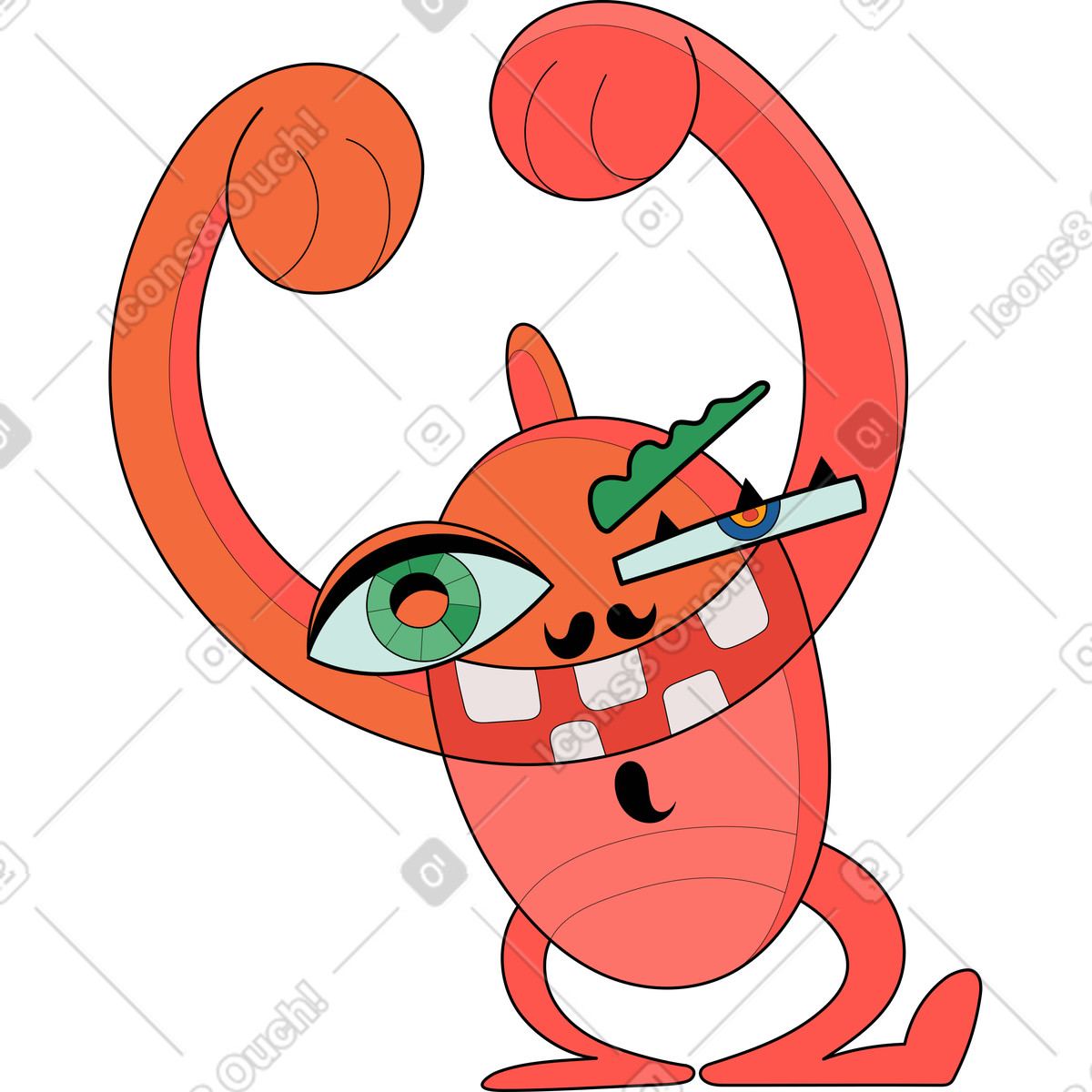Ilustración Criatura de éxito en estilo Surr a descargar en PNG y SVG