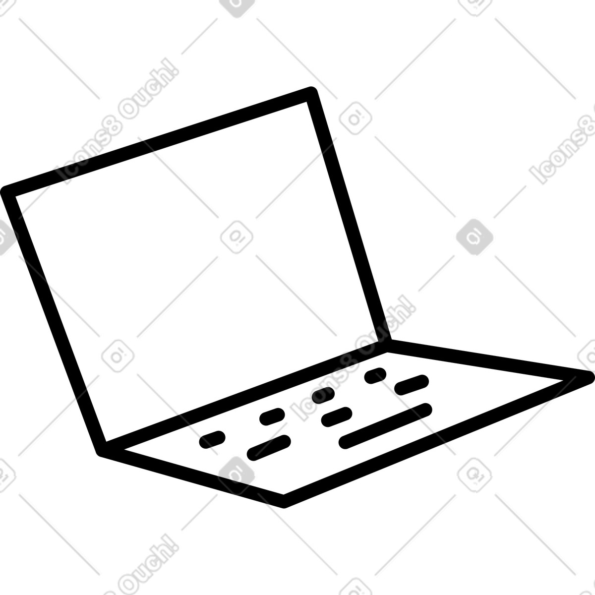 Ilustración Laptop open screen and keyboard minimal black white silhouette en estilo Notion Line Art a descargar en PNG y SVG