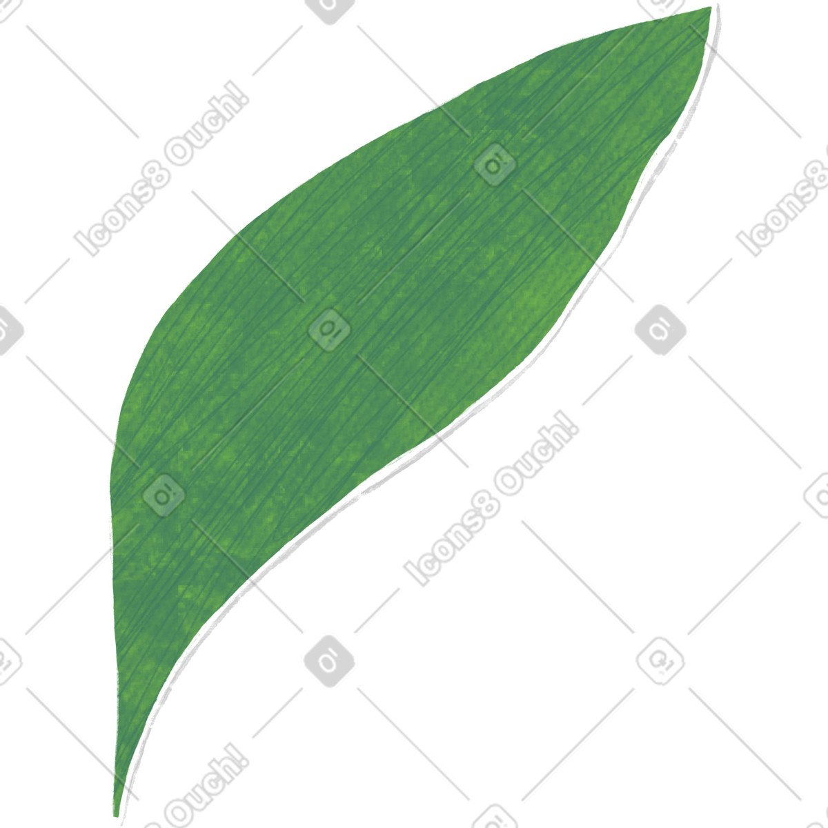 Large dark green curved leaf illustration in Crafty style download in PNG, SVG