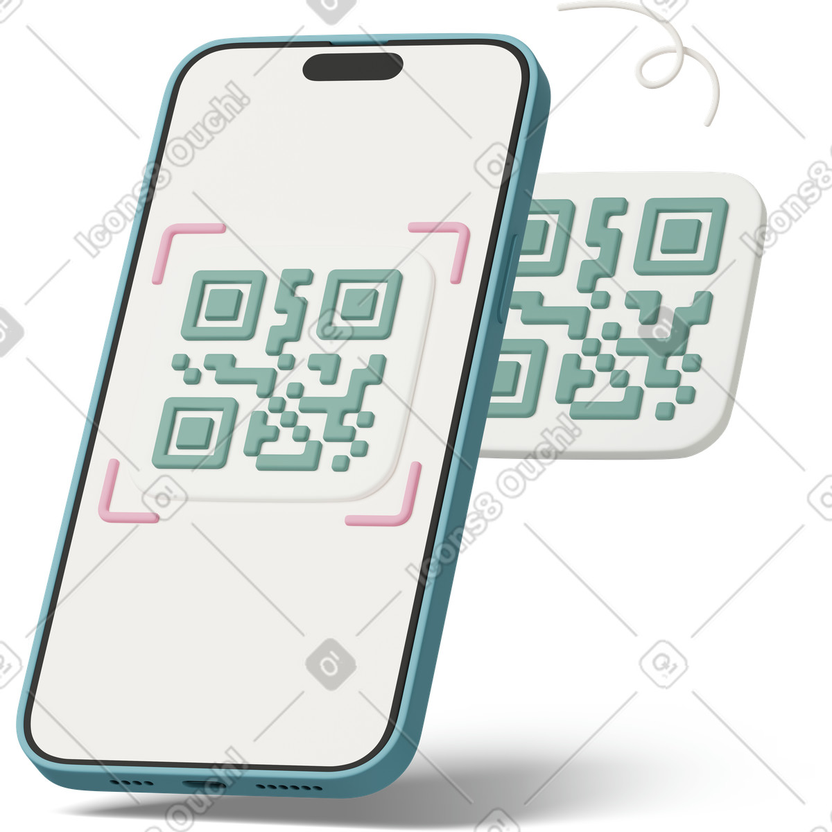 下载 3D Casual life 风格的 Scanning qr code 插画，支持 PNG、SVG 格式