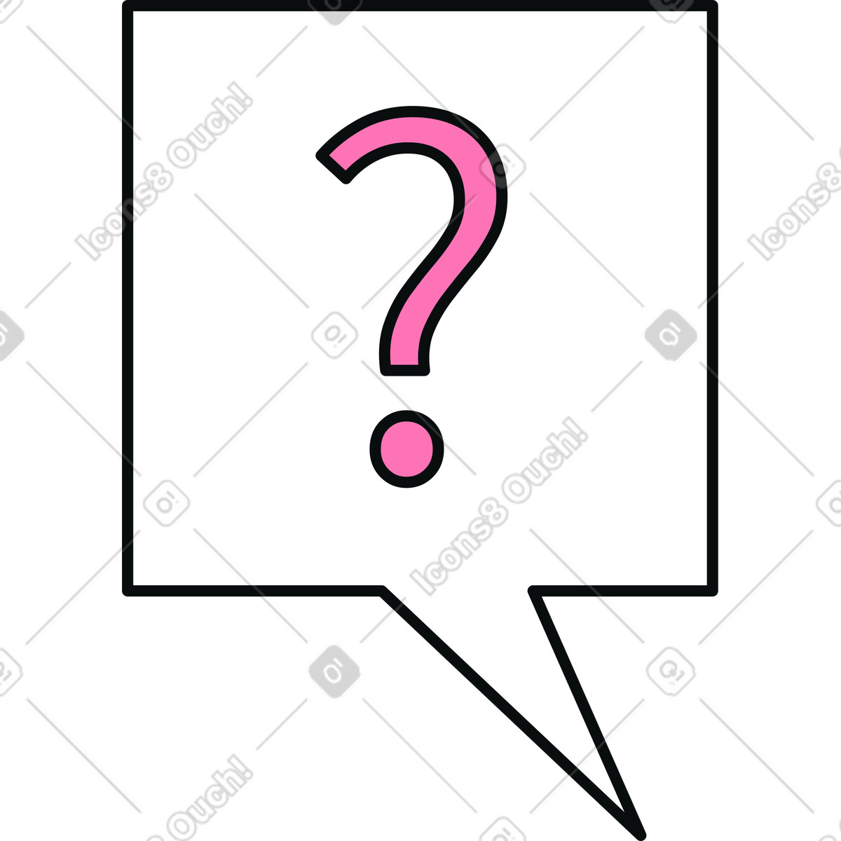 Speech bubble with a question mark illustration in Teko style download in PNG, SVG