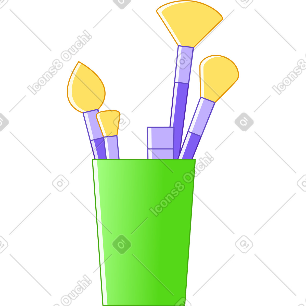 Cup with makeup brushes illustration in Rainbow style download in PNG, SVG