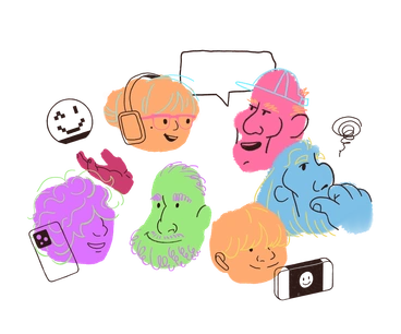 Various colorful cartoon faces expressing different emotions - Blobby style illustration