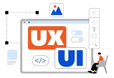 A user interface design concept with UX and UI - Tiny style illustration