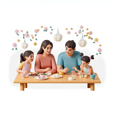 A family sitting together to share stories and traditions while preparing for Tet celebrations.