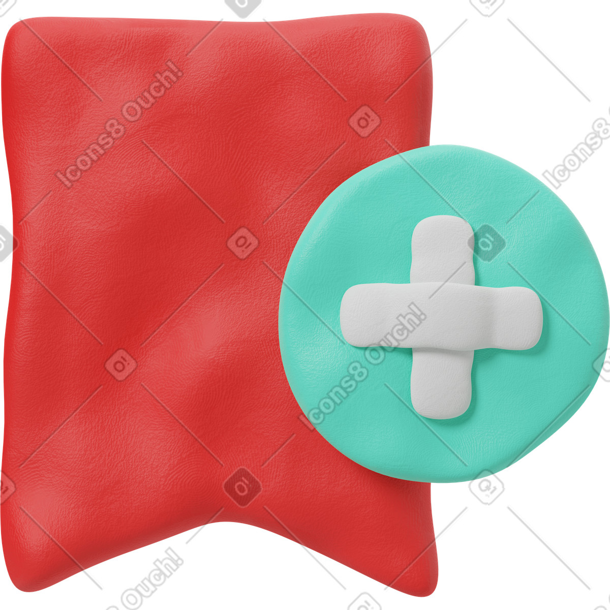 Lesezeichensymbol hinzufügen-Illustration im 3D Plastilina-Stil als Download in PNG, SVG