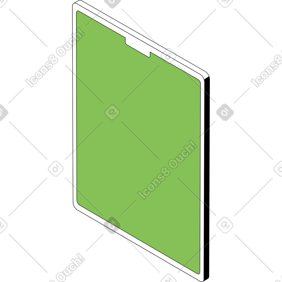 Ilustración Tableta con pantalla verde en estilo Isometric a descargar en PNG y SVG