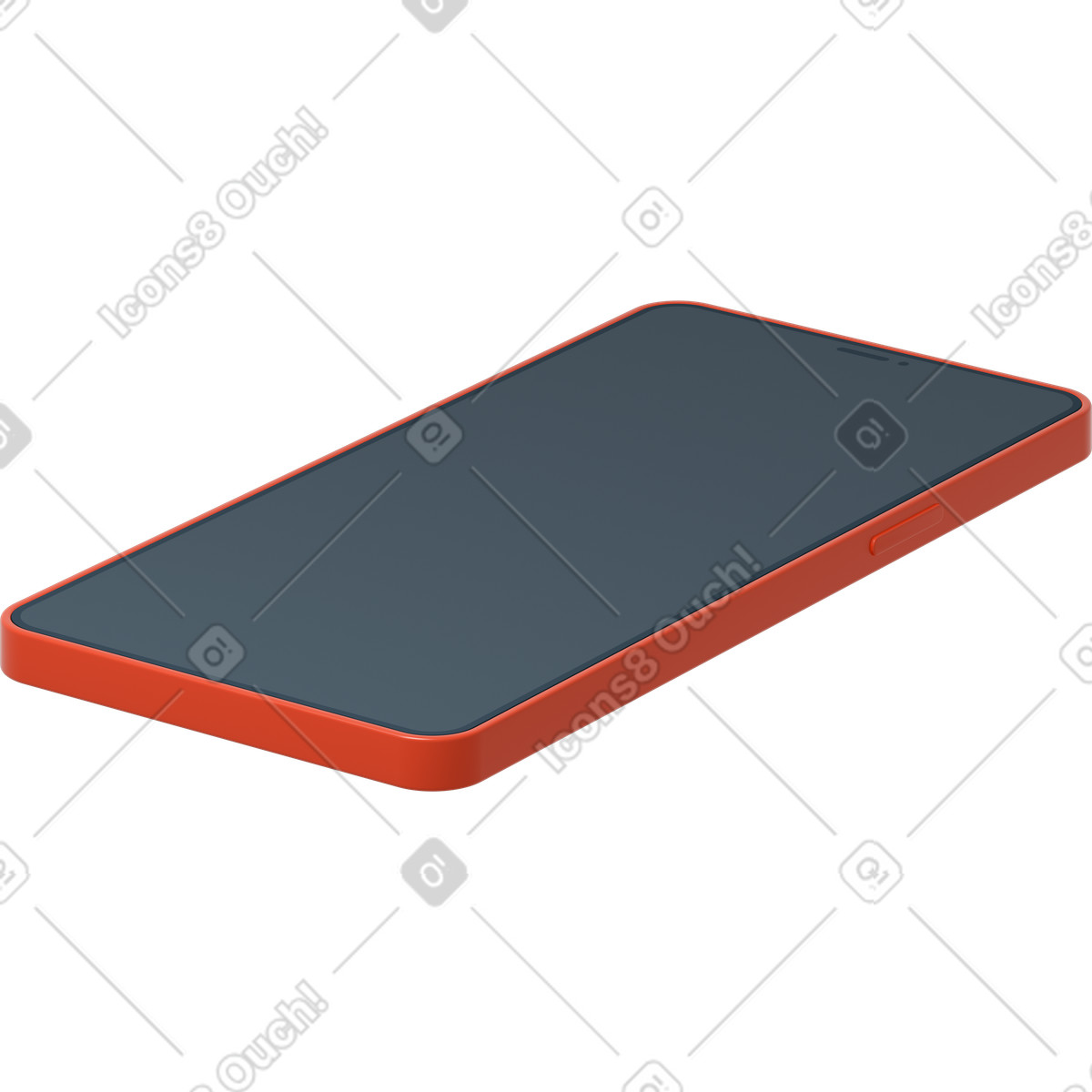 Vista prospettica del telefono rosso illustrazione in stile 3D Flame scarica in PNG, SVG