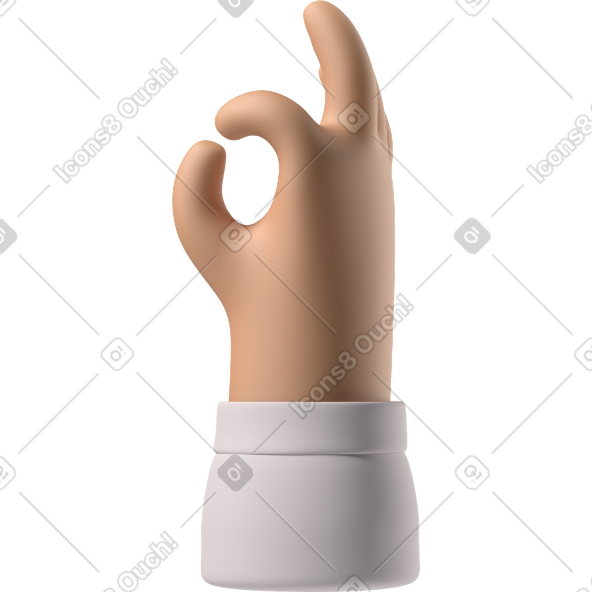 Gebräunte hauthand, die ok-zeichen zeigt-Illustration im 3D Hands Fun&Wild-Stil als Download in PNG, SVG