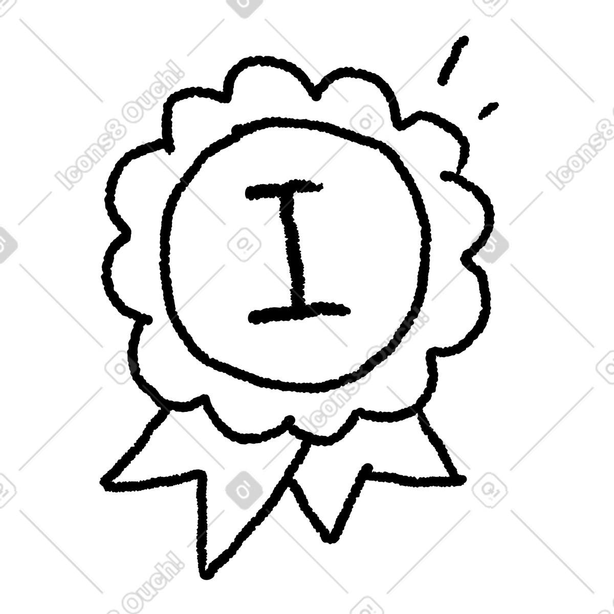 Ilustración Medal ribbon with number one symbol and decorative outline details en estilo a descargar en PNG y SVG