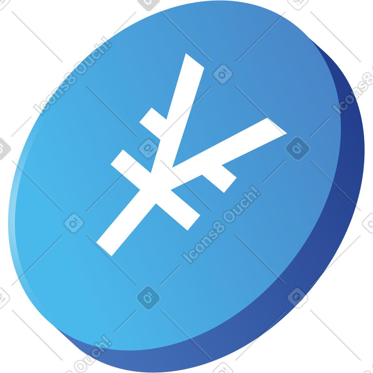 Blue yuan coin token illustration in Quantum style download in PNG, SVG