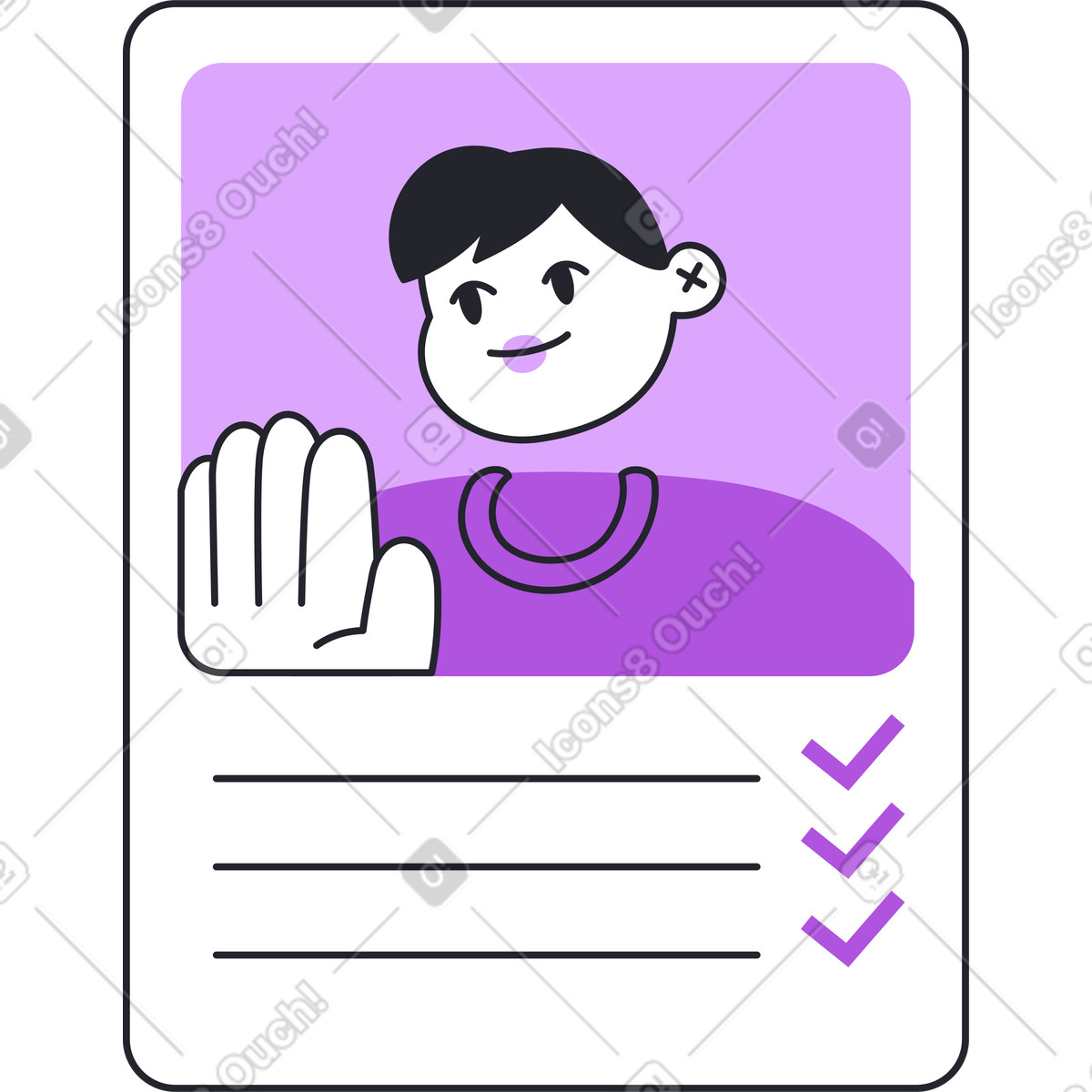 Ilustração de Cartão currículo com foto para emprego em no estilo Grapy baixar em PNG, SVG